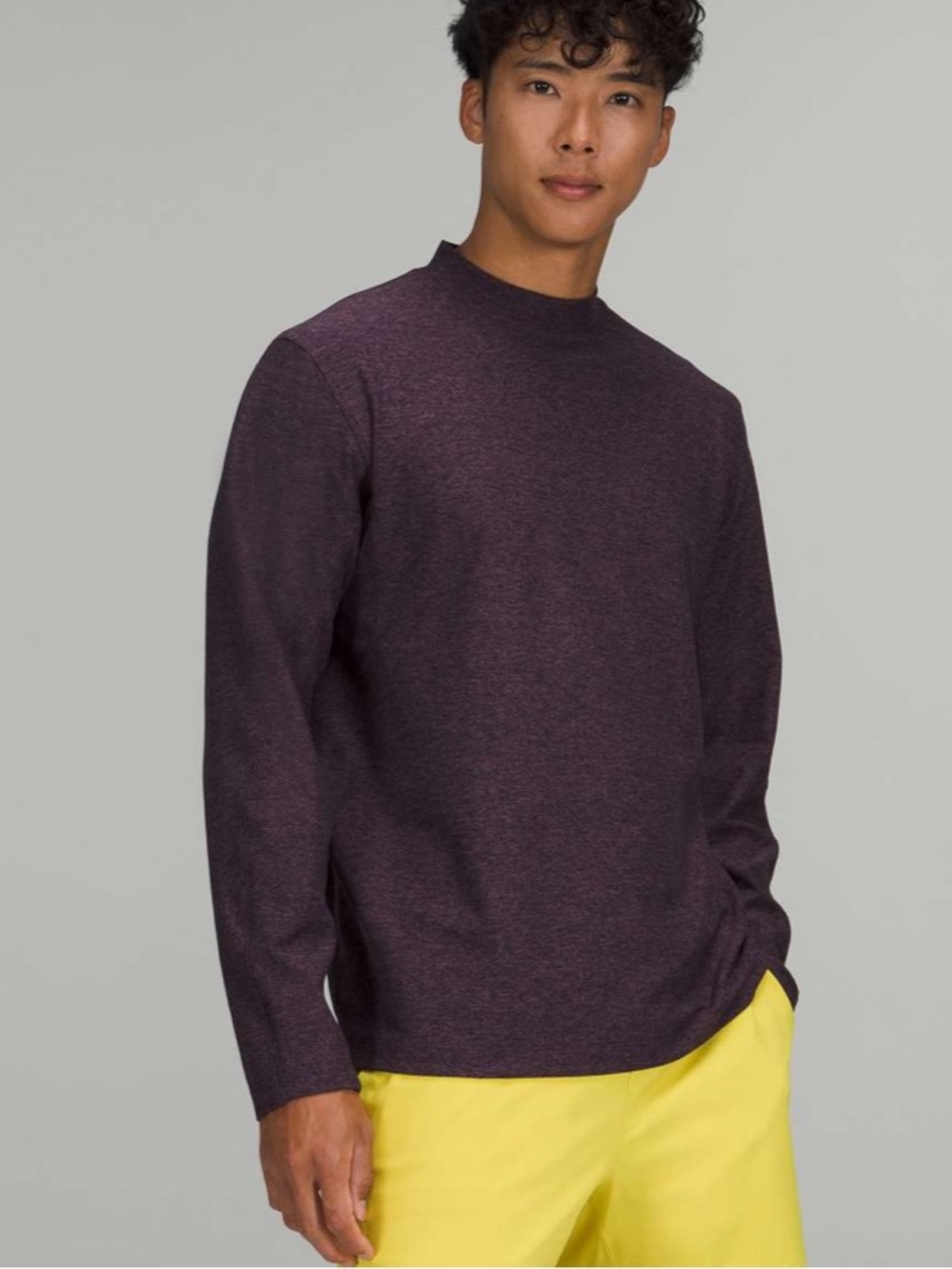 LULULEMON Rulu Mock Neck Long Sleeve Shirt Heathered Arctic Plum Men Size Medium
